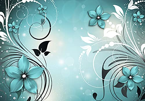 decomonkey | Fototapete Abstrakt Blumen 500x280 cm XXL | Tapete | Wandbild | Wandbild | Bild | Fototapeten | Tapeten | Wandtapete | Wanddeko | Wandtapeten | blau