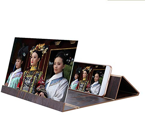 Eboxer 12 Zoll Leichte Holz Telefon Bildschirm Verstärker Lupe Augenschutz Display Halter Stand,Handy Endstufen (Gold,braun,weiß)(Braun)