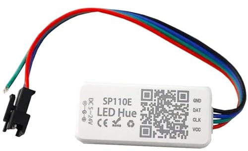 VIPMOON SP110E Bluetooth-Controller DC5 – 24 V Bluetooth-App iOS/Android Smart 1024 Pixel für WS2811 WS2812B,WS2813,SK9822,APA102 LED-Streifenlicht RGB/RGBW
