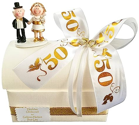 Geld Geschenk zur goldenen Hochzeit - Geschenkbox mit Goldpaar