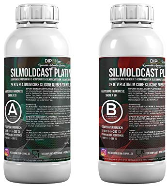 Silmoldcast Platinum 20 2K RTV Silicone de duplication liquide Pâte à modeler 1:1 souple pour résine époxy alimentaire, résine de coulée, silicone de moulage, béton, plâtre, moule dentaire