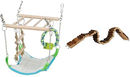 TRIXIE 6298 Hängebrücke, 17 × 22 × 15 cm & 6221 Natural Living Leiter, 7 × 55 cm