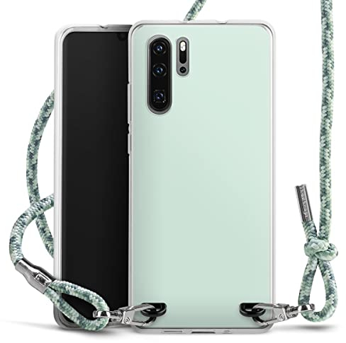 DeinDesign Carry Case kompatibel mit Huawei P30 Pro Hülle mit Band Handykette zum Umhängen hellgrün einfarbig Mint grün