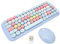 ciciglow Kabellose Tastatur und Maus-Kombination, Retro Schreibmaschinen Design, Bunte Schreibmaschinentastatur mit Runder Taste, 2,4 G USB Leichte, Leise Kawaii-Tastatur