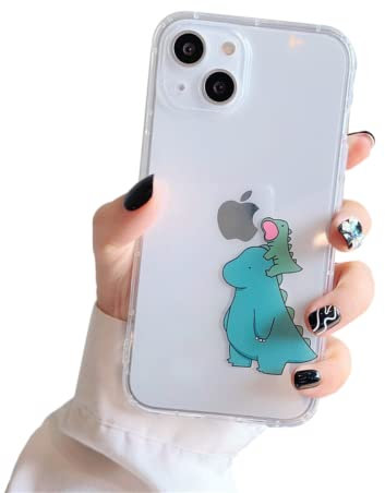 Rokmym Silikon Handyhülle Kompatibel mit iPhone 12 Mini Hülle Cartoon Dinosaurier Motiv Transparent Flexibele TPU Schuzthülle Stoßfeste Kratzfest Ultra dünn Case Cover für iPhone 12 Mini