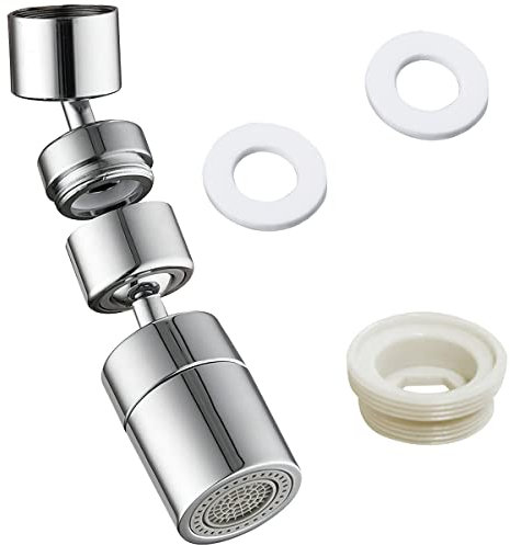 Robinet Filtre Splash Universel, XiXiRan 1080 Degrés Robinet Rotative, Aérateur de Robinet Pivotant, 2 Modes Réglable Cuisine Robinet Filtre, Mousse Enrichie Oxygène Anti-Éclaboussures