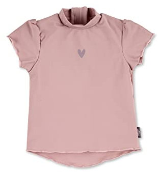 Sterntaler Badeshirt kurzarm Herz Print - UV-Schutz 50+ Schwimmshirt mit Stehkragen - Mädchen UV Shirt mit unterlegtem Reißverschluss hinten - Kinder Badebekleidung, zartrosa, Größe 104