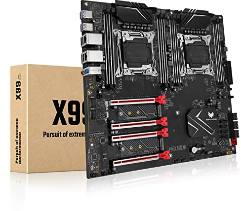 SHANGZHAOYUAN X99 Dual CPU Motherboard LGA 2011-3 Server Motherboard (E-ATX, 8*DDR4 ECC, 2*NVME M.2, 2*GB LAN, 4*PCIe X16, 10-lagige PCB) unterstützt Intel Xeon E5 LGA2011-3er-Serie Prozessor