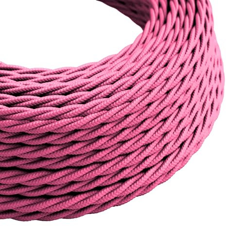 LEDSone Câble électrique vintage à 3 fils torsadés pour luminaires suspendus industriels ou autres appareils Rose 5 m