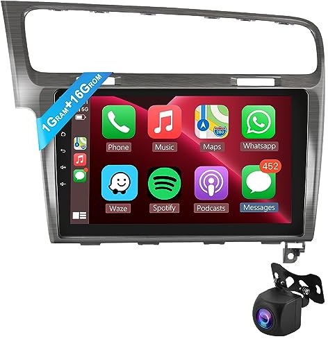 Podofo 10.1“ Autoradio Für VW Golf 7 MK7 2013-2018 Wireless Carplay Android Auto mit WiFi/Navi Bildschirm HiFi FM/RDS,Bluetooth,Airplay,SWC,Andriod 13 autoradio 2 din mit AHD Rückfahrkamera,Canbus