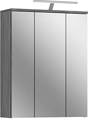 xonox.home Badezimmer Blake X02B2726 Spiegelschrank in Korpus rauchsilber Nb.ca.60x77x21 cm inkl. Beleuchtung