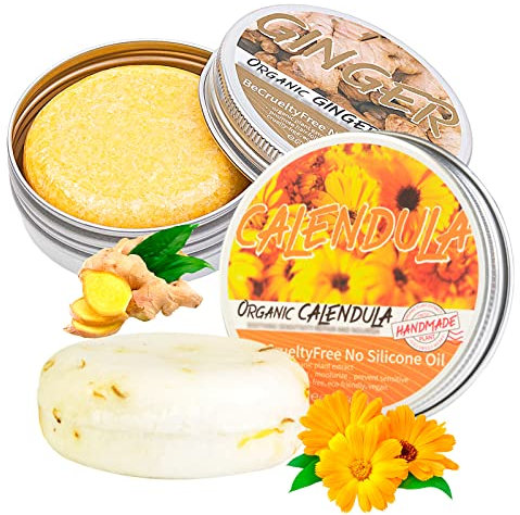 Ginger Hair Regrowth Shampoo Bar, Anti Hair Loss Ginger Shampoo Soap for Anti Dandruff Itching (Ginger+Calendula)
