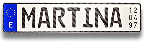 Placa de identificación con Fecha de Nacimiento, Placa de matrícula en Relieve Personalizable, ya Sea cumpleaños o Bautizo (carbón)