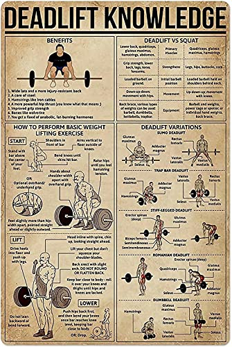 Vintage-Metallschild „Deadlift Knowledge“, Metall-Blechschild, Wanddekoration, für Familie, Schule, Büro, Café, Männerhöhle, Geschenk, 30,5 x 40,6 cm