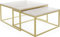 WFL GROUP Rechteckige Quadratische Satztische Couchtische mit Gold Gestell - Loft Style Couchtische Metallbeine - 2 in 1 - Zwei Industrielle Getrennte Tische für Wohnzimmer - Marmor Weiß