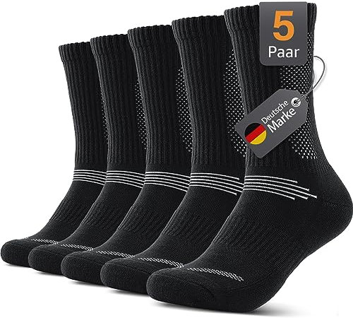 Alaplus Chaussettes Homme femme Sport Hautes Antidérapantes, Respirantes pour Randonnée, 6 Paires, Tailles (FR/ES, Numérique, 39, 42, Taille normale, Taille normale, CL04-Noir)