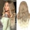 PORSMEER Perücke Damen Ombre Blond Lang locken Gewellt Natürliche Kunsthaar Wig mit Mittelscheitel für Frauen/Mädchen Täglich Kostüm Fasching Cosplay Party Wig