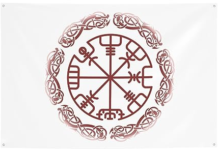 Dekoratives Haus Garten Hof Banner Wikinger rote magische Rune Druck Urlaub Willkommen Rasen hängende Dekoration Party Flagge Hintergrund 120 x 180 cm