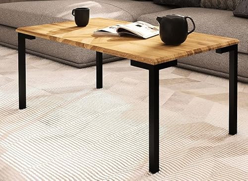 Couchtisch Kumeu 07 Wildeiche massiv geölt - Abmessungen: 80 x 80 x 48 cm (B x T x H)