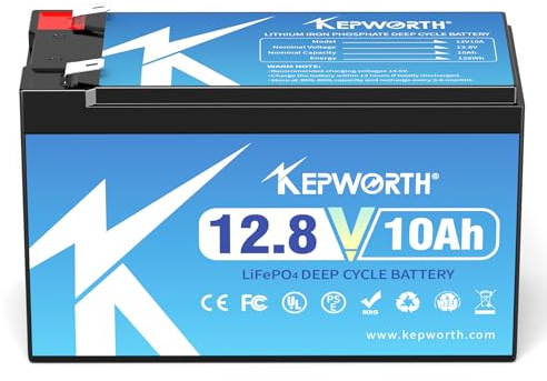 KEPWORTH 12V 10Ah LiFePO4 Batterie Lithium akku, Perfekter Ersatz für Blei-Säure für Wohnmobile, Solaranlage, Boot, Solarpanel Kit,Camping