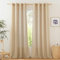 PONY DANCE Boho Vorhänge Leinen Gardinen Wohnzimmer Ösenschal 2er Set H 245 x B 140 cm Leinenoptik Gardinen Halbtransparent Linen Curtains for Living Room Leinenvorhang Kamelhaarfarbe