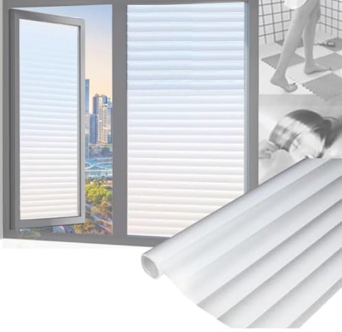 Cithway One-Way Privacy Window Cover, Imitation Blinds, Non-Adhesive Frosted Film for Windows (55 * 100cm/21.65 * 39.37in)