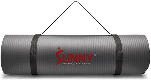 Sunny Health & Fitness 1.3 cm Thick Non-Slip Exercise Yoga Mat - Gray