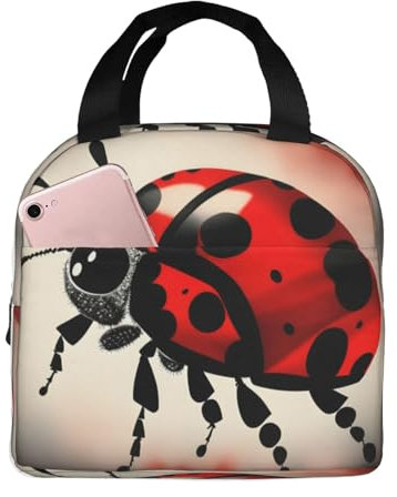 Art Ladybug Tracks - Lonchera aislada reutilizable, bolsa de almuerzo para mujeres y hombres, picnic, oficina, trabajo