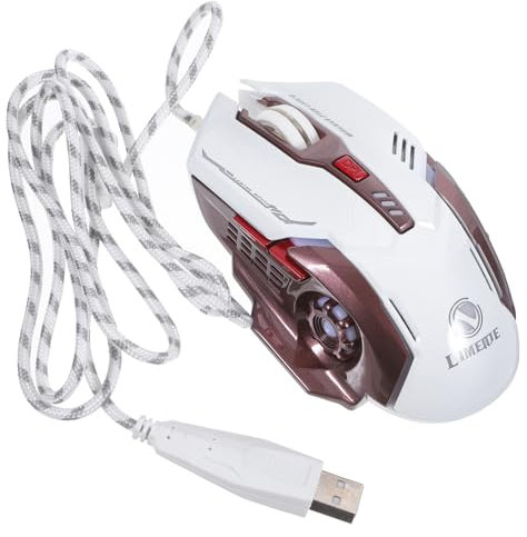jojofuny Souris de Jeu Ordinateur Filaire Jeu câblé Filaire programmable mécanique Bureaux ébrécher Ordinateur Portable Souris Filaire Souris USB Briller Roues Chaudes 6d Plastique Blanche