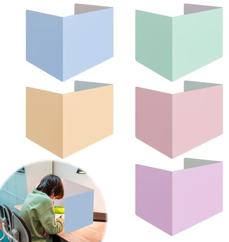 LERANXIN Trennwand Schreibtisch, 5 Stück Trennwände Schule Macaron-Farbe, Papier Faltbar Trennwand Schreibtisch, für Lernbüro Grundschule (40×30×30cm)