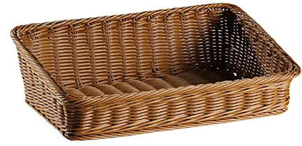 Cesto portaoggetti in rattan, 40 x 30 x 12 cm, rettangolare, inclinato, in, intrecciato a mano, vassoio portaoggetti in rattan per cucina, tavolo, armadio