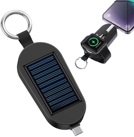 Solar Keychain Charger - Solar p0wer Bank, Type C Solar Keychain Ring | 3000mah p0wer Bank Portable Charger with Wireless, Solar Keyring Charger for Travel Outdoor Camping, (4.33x3.07x1.42in)