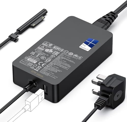 Surface Pro Charger, 127W Microsoft Surface Charger for Surface Book 3/2/1, Surface Laptop Studio 2/1, Surface Pro 11/10/9/8/7/6/5/4, Surface Laptop 7/6/5/4/3, Surface Go/Tablet,Surface Laptop Charger