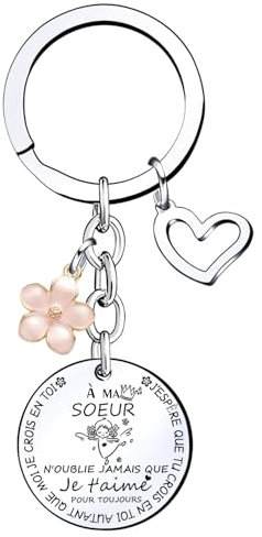 Lumengqi Cadeau Soeur Noel Porte Clef Soeur de Coeur Porte clef Amour Soeur Ma Soeur de Coeur pour toujours pour Sœur Originale Porte-clés Cadeau Soeur Anniversaire (1)