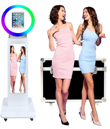 LivFiv Cabine photo pour iPad avec étui de vol portable, écran LCD 1080p de 73,7 cm avec commandes logicielles, compatible avec iPad 10,2 11 12,9 12,9, machine à selfie portable