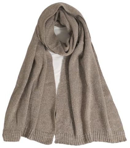 Van Der Rich ® - Gestrickter Schal Schal mit Pailletten - Damen (8-Taupe)
