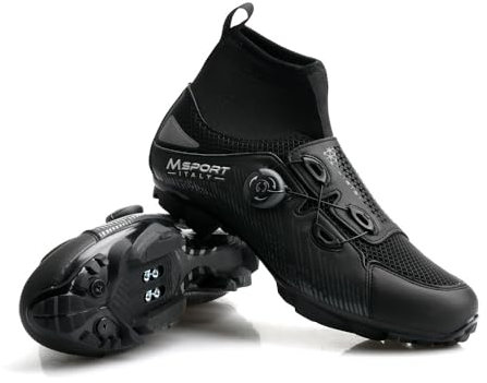 Fahrradschuhe für den Winter, rutschfest, regenfest, Mountainbike-Schuhe für Herren und Damen, kompatibel mit SPD-Pedalen, Schwarz , 40 EU