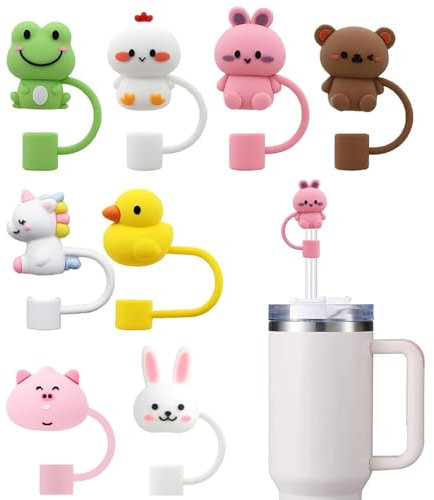 8 Pièces Couvercles de Paille Pour Tasse Stanley, 10mm Anti-Poussière et Anti-Fuite Embouts de Paille, Réutilisables Couvre Paille en Silicone, Accessoires pour Gobelet Stanley Quencher H2.0 40oz/30oz