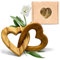 OLIQUE Cuori in legno, legno d'ulivo - Cuori collegati come regalo personalizzato (8 cm)