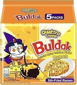 Buldak Quattro Cheese Hot Chicken Flavor Ramen (140g x Pack of 5)