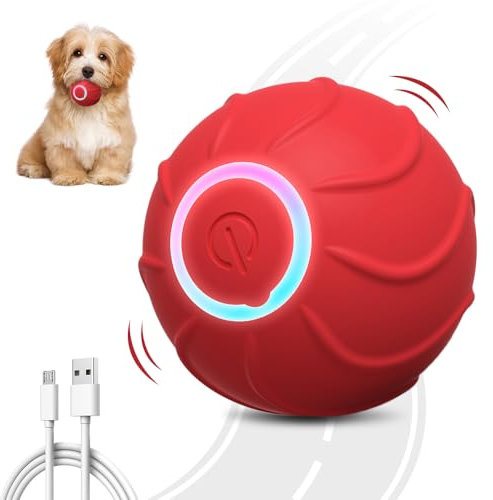 ComedyKing Interaktives Hundespielzeug, Hundespielzeug Ball Hundeball Elektrisch Magic Ball für Hunde, Ball Hund mit 2 Interaktiven Modi, Intelligentes Hundespielzeug mit LED-Lichtern (Rot)