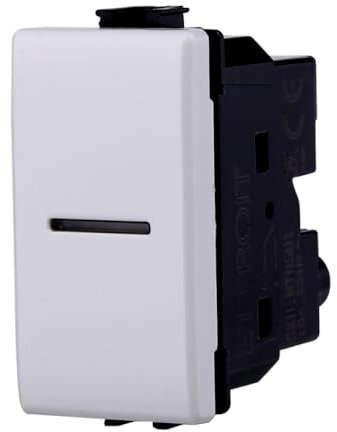 MODULI FRUTTI PRESE BIPASSO 10A 16A 230V INTERRUTTORI PULSANTI SCHUKO USB DIMMER SENSORI ANTENNA RETE COMPATIBILE CON BTICINO MATIX (1x, pulsante assiale)