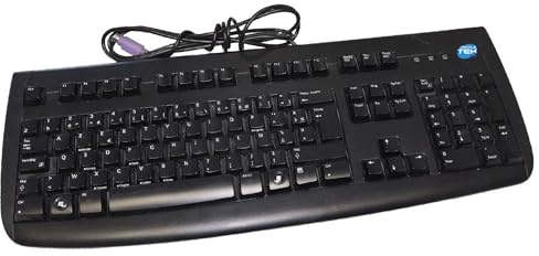 SIMPLETEK - Universelle PS/2-Kabel Tastatur | FR AZERTY-Layout | Plug & Play, keine Installation erforderlich | Modell 250 Deluxe, Schwarz (Generalüberholt)