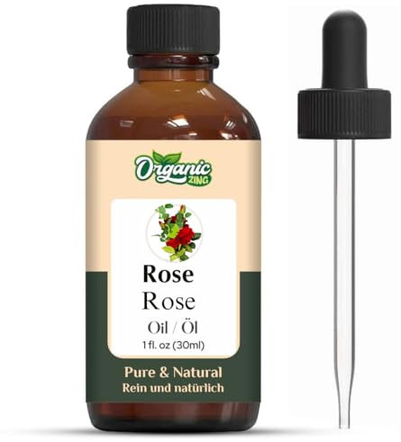 Organic Zing Olio di rosa (rosa damascena) | Pure & Natural Undiluted Essential Rose Oil for Aroma, Diffuser & Skincare – 30ml/1.01fl oz