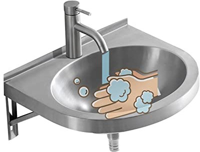 GLJTUO Lavabo De Salle De Bain en Acier Inoxydable, Meuble-Lavabo d'angle Mural Triangulaire, Mini Lavabo Épais Suspendu, Facile À Installer,Silver-D