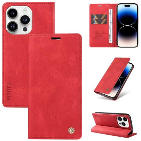 SLWYF Compatible with iPhone 5/5S/iPhone SE 2016 Case, Shockproof Premium PU Leather Magnetic Flip Wallet Phone Case with Card Slots Stand Cover for iPhone 5/5S/iPhone SE 2016 Case - Red