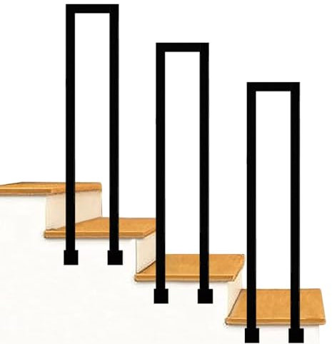 U-förmiger Schmiedeeiserner Handlauf für Außentreppen und Innentreppen, Bodentreppe Geländer mit Installationssatz für Villen und Loft