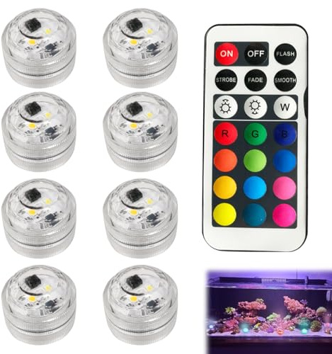 9 piccole luci a LED sommergibili con telecomando, luci per vasca idromassaggio, luci subacquee, impermeabili, luce per spa pigra per vasca idromassaggio per piscine, acquari, vasi, laghetti, giardino
