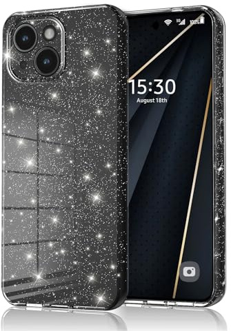 Eherui Handyhülle für iPhone 14 Glitzer, Silikon TPU Anti-Fingerabdruck Hülle,Stoßfeste Schutz Case Dünn Kratzfest und Absturzsicherung Schutzhülle für iPhone 14 Case,Schwarz