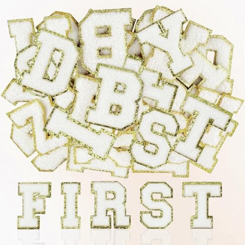 WJUAN Buchstaben Patches, 26 Stück A Bis Z Textilsticker Selbstklebend, Weiche, Weiß Buchstaben Aufkleber, für Mützen, Kleidung, Rucksäcke